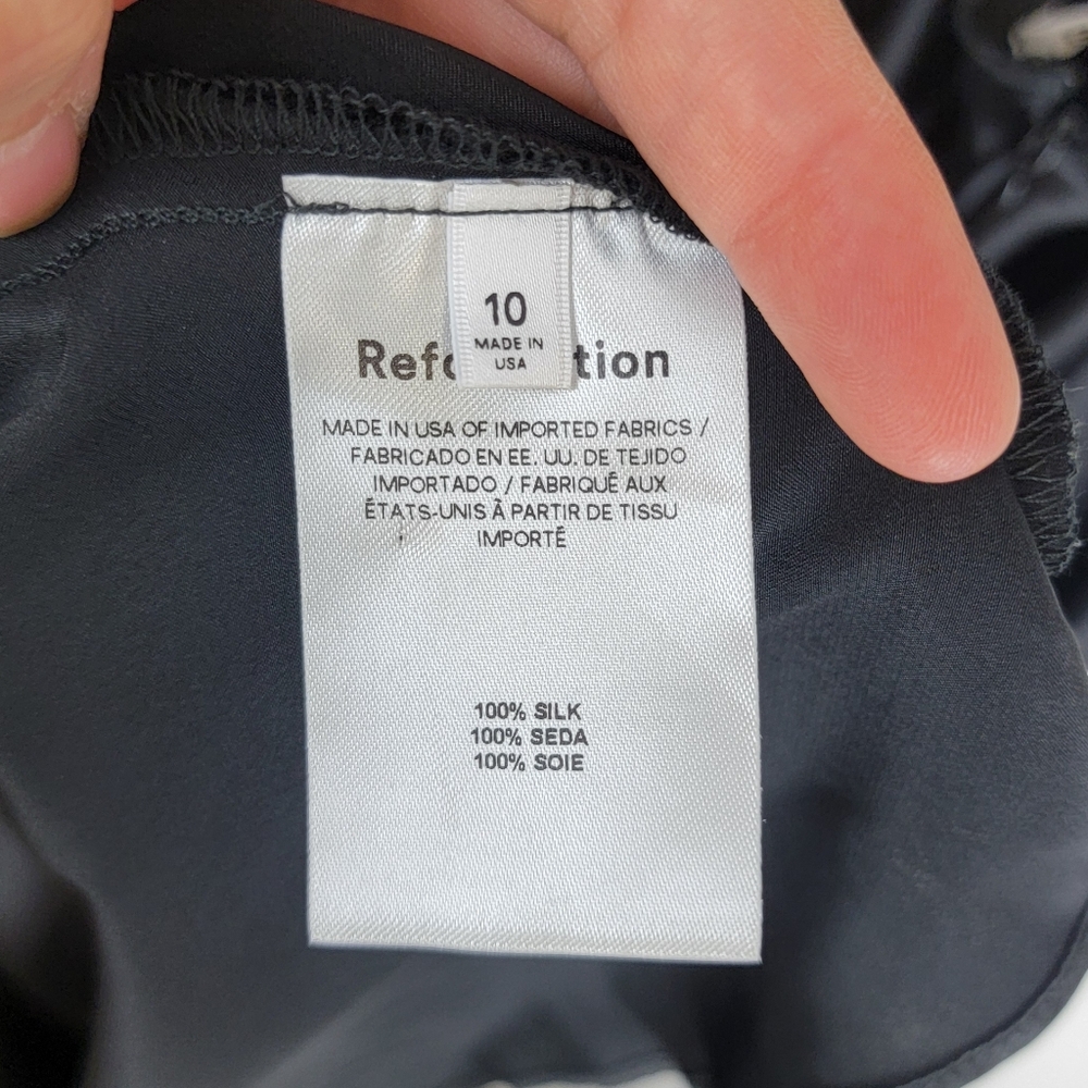 NWT Reformation Casette Silk Dress Black 10 - Picture 11 of 14
